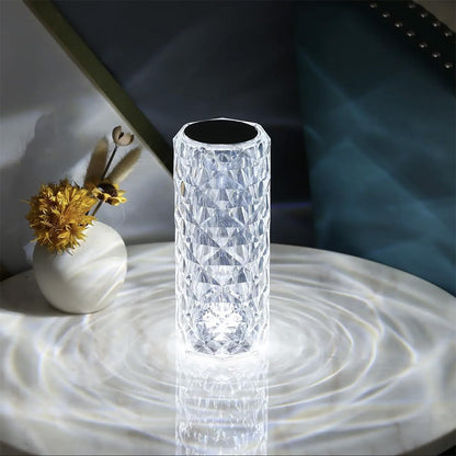 Portable Crystal Table Lamp,3 Color Touch Control Rechargeable Lamp