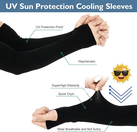 7 Color/Set Unisex Sun-Protection Ice Silk Sleeves With Thumbholes