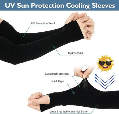 7 Color/Set Unisex Sun-Protection Ice Silk Sleeves With Thumbholes