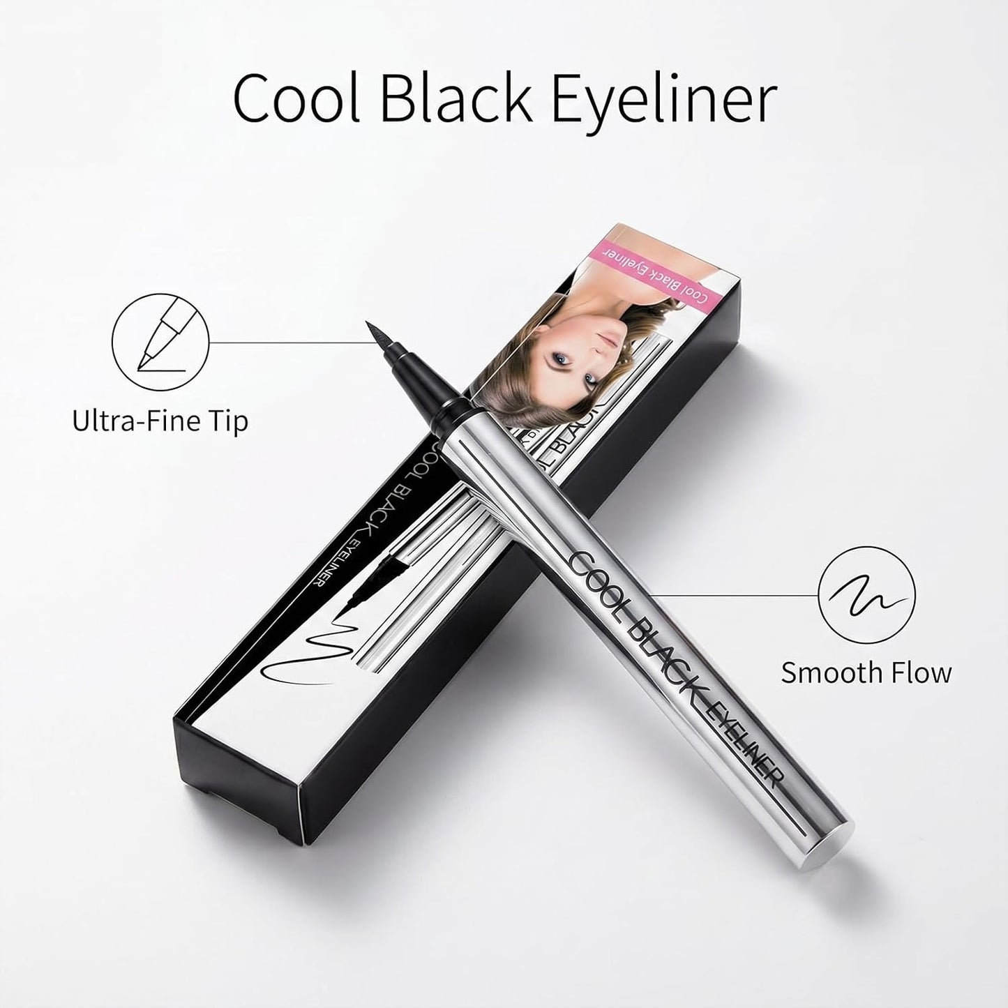 Long-Lasting Waterproof Eyeliner – 24H Smudge-Proof Smooth Application, Blackest Black