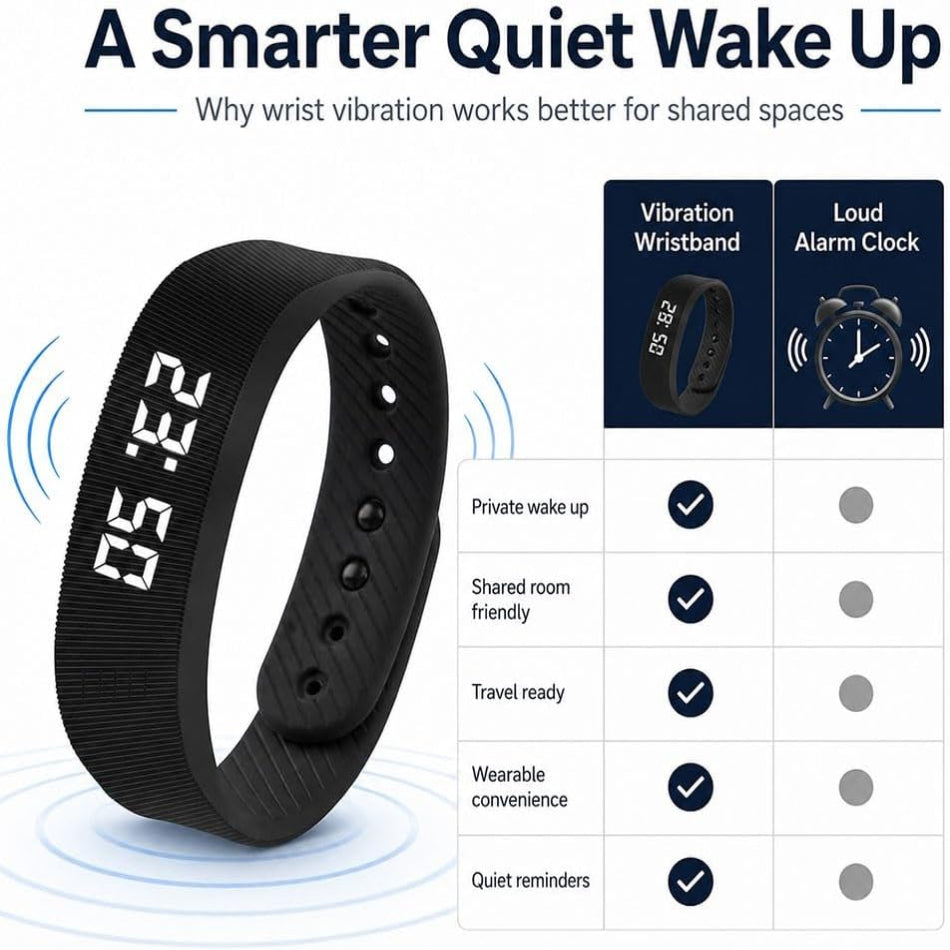 Smart Fitness Tracker with Silent Alarm Clock and Waterproof Strap