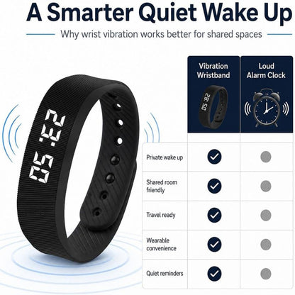 Smart Fitness Tracker with Silent Alarm Clock and Waterproof Strap