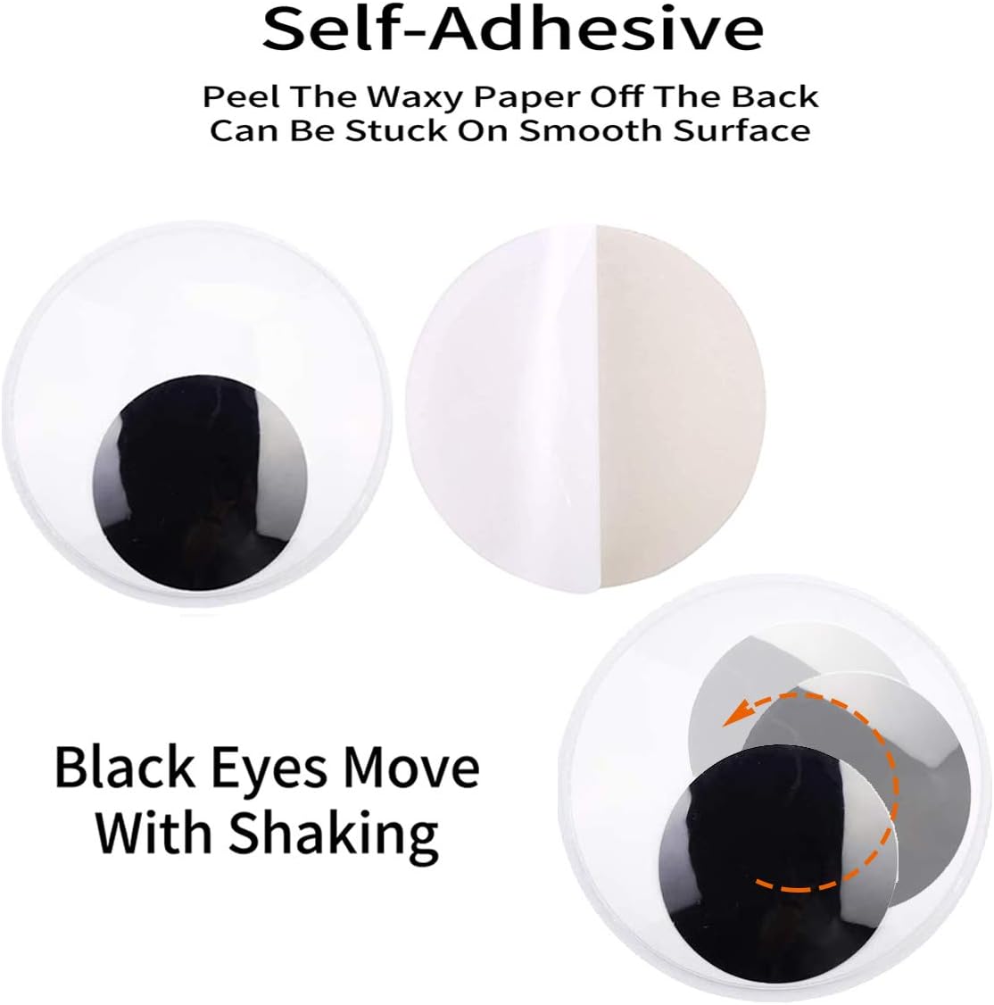 3D Giant Wiggle Eyes with Self Adhesive, Black White Googly Eyes for DIY Crafts