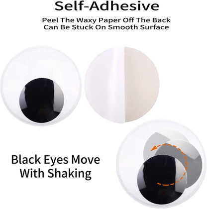 3D Giant Wiggle Eyes with Self Adhesive, Black White Googly Eyes for DIY Crafts