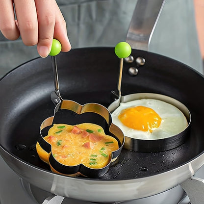 5 Pcs Pancake & Egg Molds – Stainless Steel Cooking Shapers for Griddle, Multiple Shapes, Easy to Clean