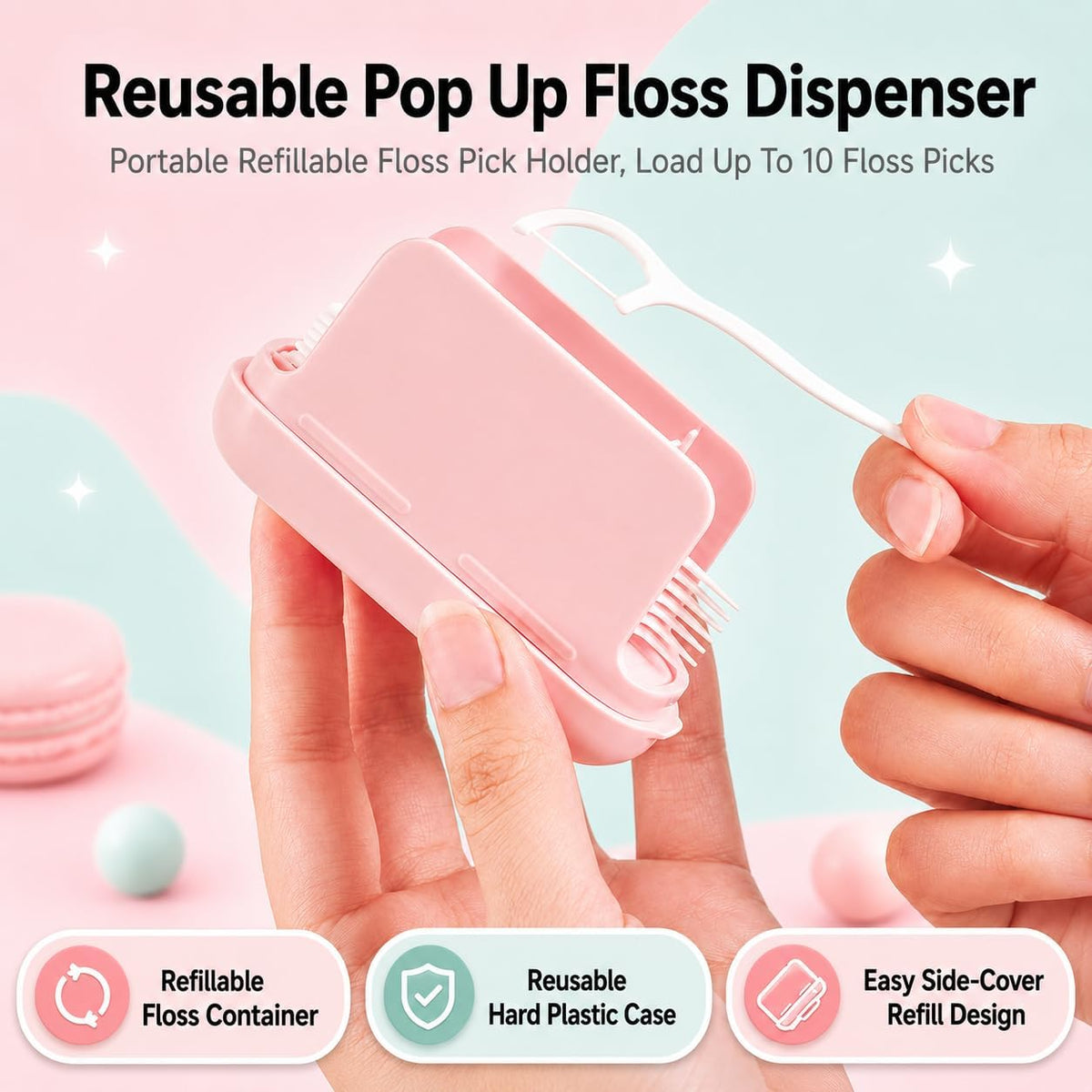Portable Push-Button Automatic Floss Dispenser