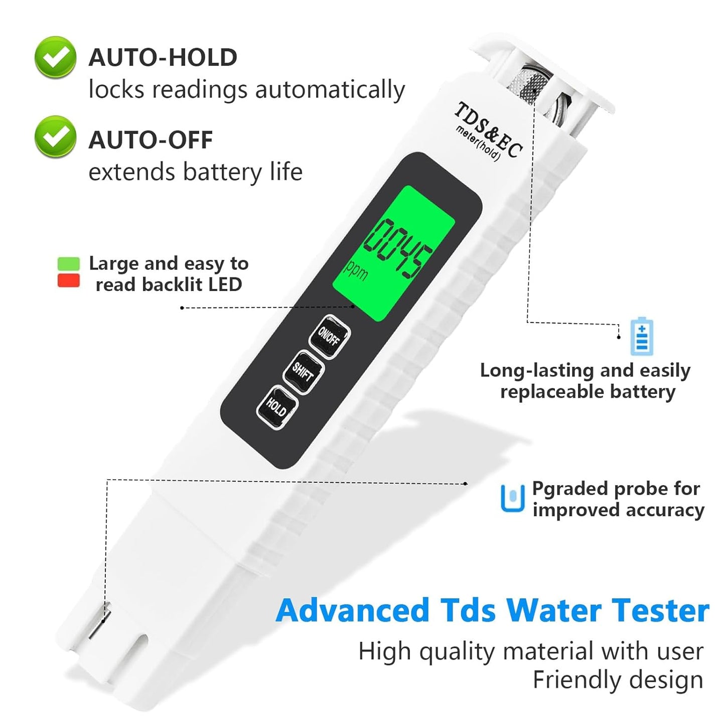 4-in-1 Digital Water Quality Tester (TDS, EC, and Temperature/°C, °F)