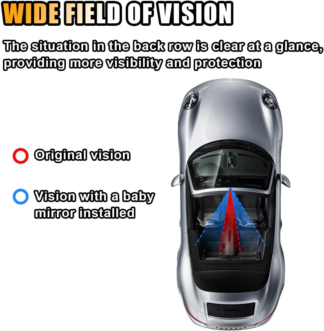 Universal Clip-on Automotive 360° Rotation Adjustable Wide Angle Convex Mirror