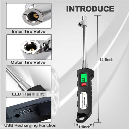 Digital Tire Pressure Gauge - 230 PSI Wide Range