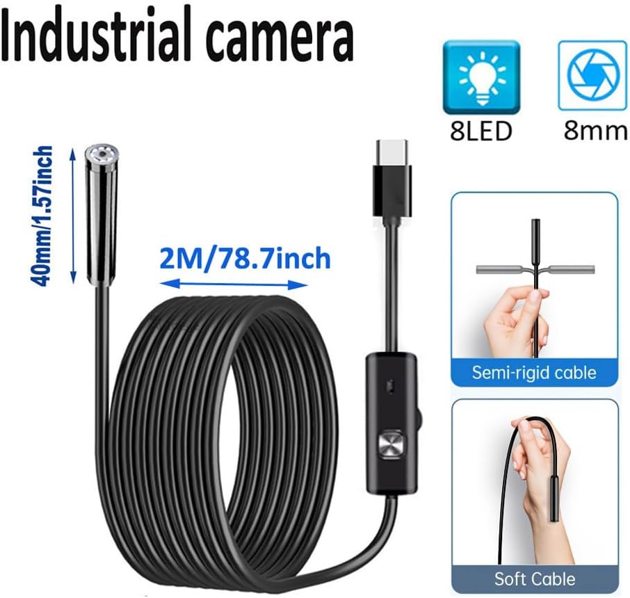 Endoscope Camera with Light, Endoscope with Semi-Rigid Snake Camera
