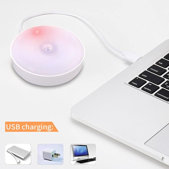2 Pcs Indoor Motion Sensor Night Light, USB Rechargeable Lamp, Magnetic Mount