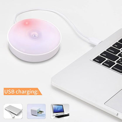 2 Pcs Indoor Motion Sensor Night Light, USB Rechargeable Lamp, Magnetic Mount
