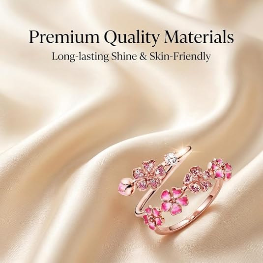 Peach Blossom Ring - Pink Peach Blossom Flower Branch Open Ring