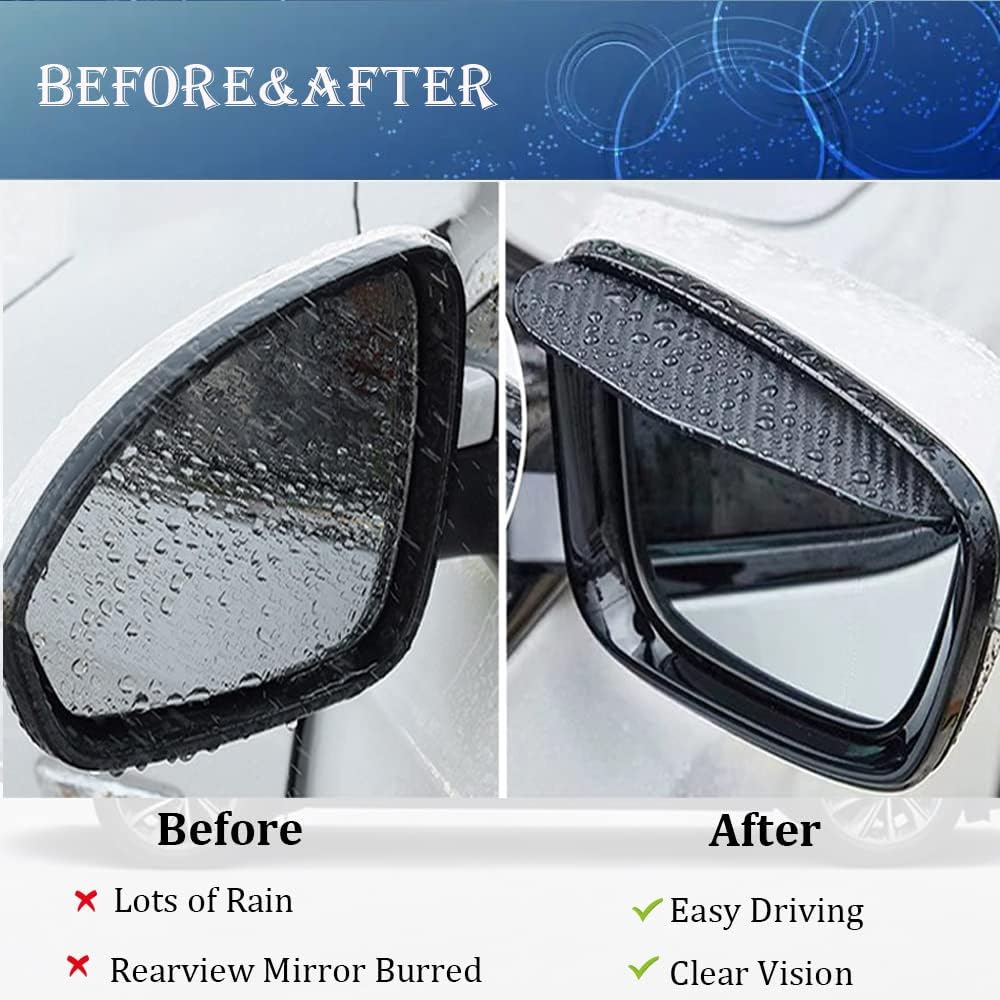 4-Pack Rearview Mirror Rain Cover - Carbon Fiber Material