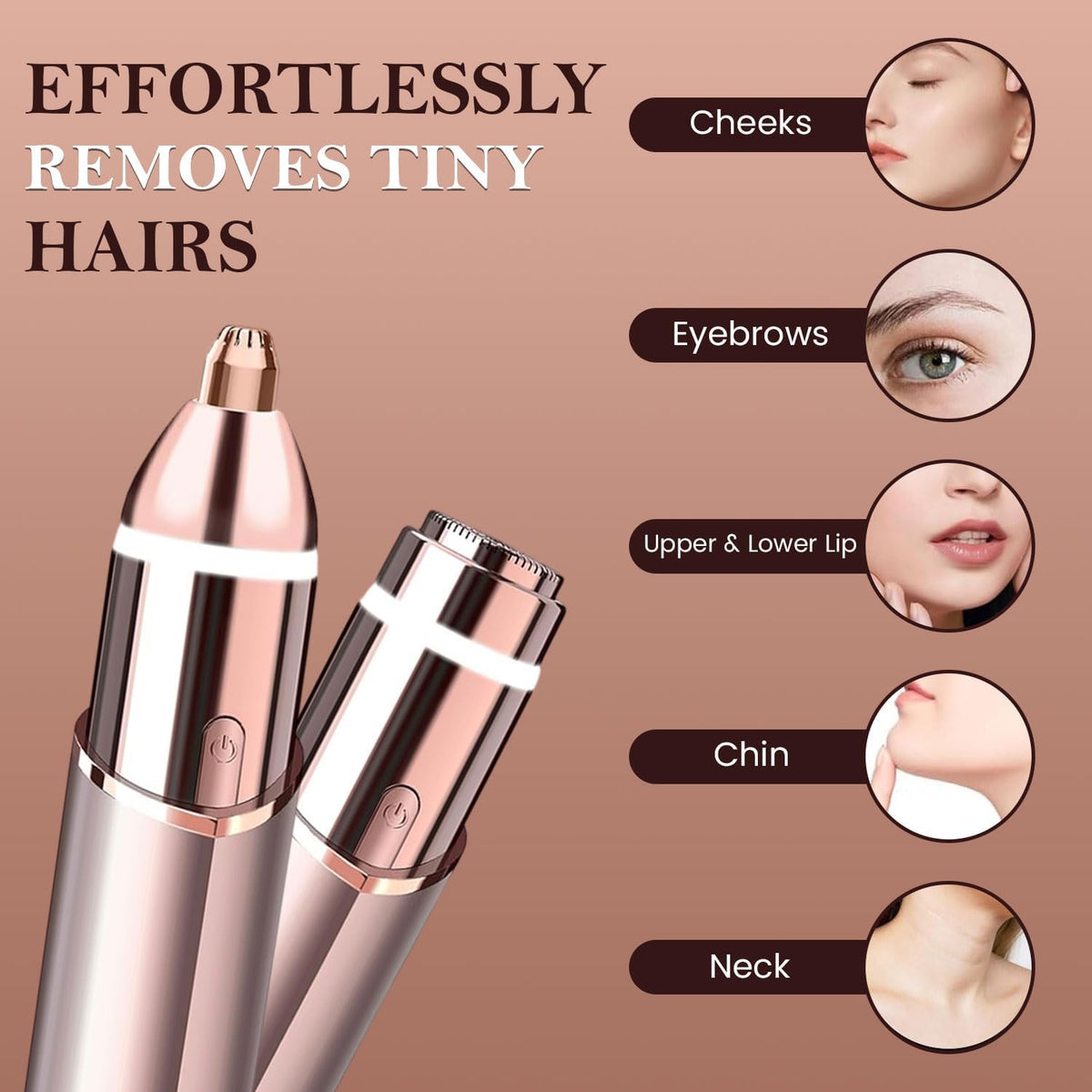 2-in-1 Face and Eyebrow Trimmer - Rechargeable Facial Shaver