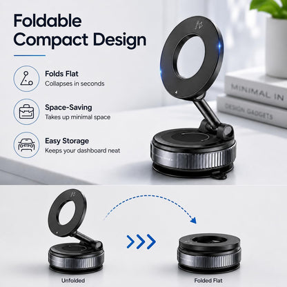 MagSafe Magnetic Car Phone Holder – 2-in-1 360° Rotating Suction Cup Mount for Dashboard & Windshield