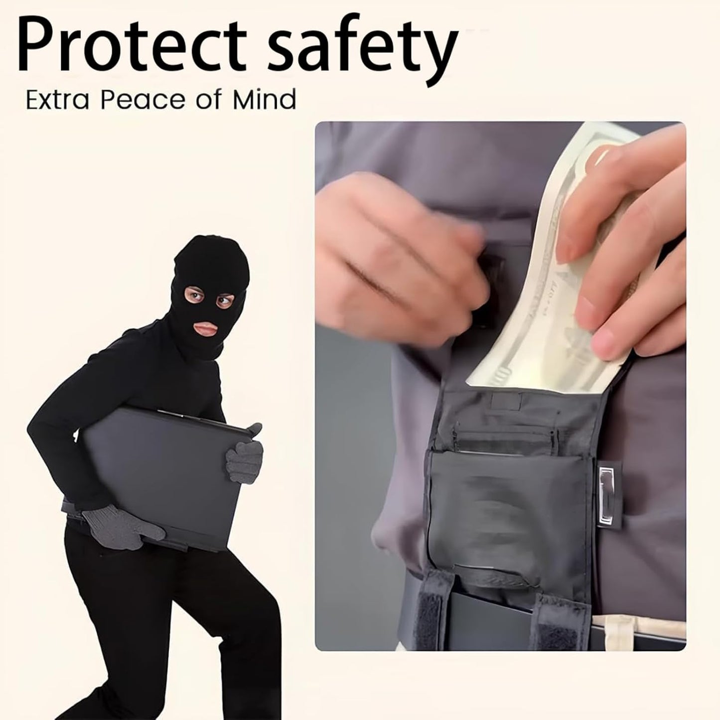 Slim Belt Wallet Hidden Travel Money Belt Anti-Theft