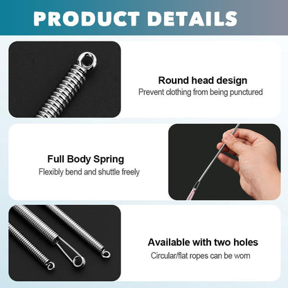 2 Pcs Stainless Steel Spring Rope Threader Tool for Easy Elastic Cord and Drawstring Threading