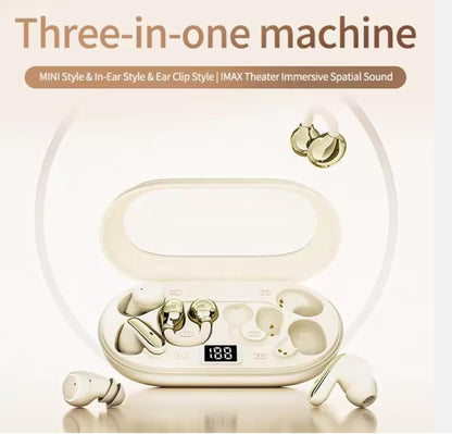 3-in-1 In-Ear, Short-Stem, and Clip-On Styles Wireless Bluetooth Earbuds