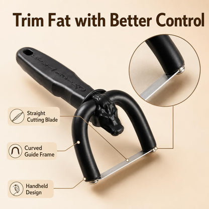 Handheld Steel Blade Meat Cutting Knife, U-Grip Ergonomic Fat Trimming