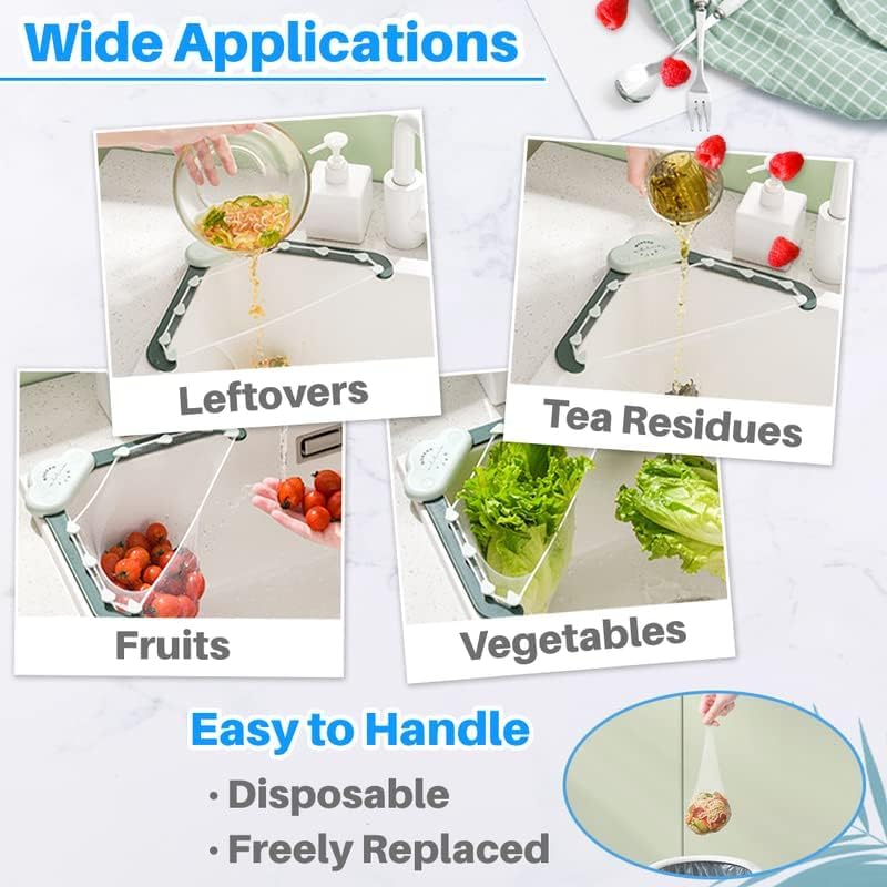 Kitchen Sink Triangular Drain Basket Set – Includes Mesh Filter Bags