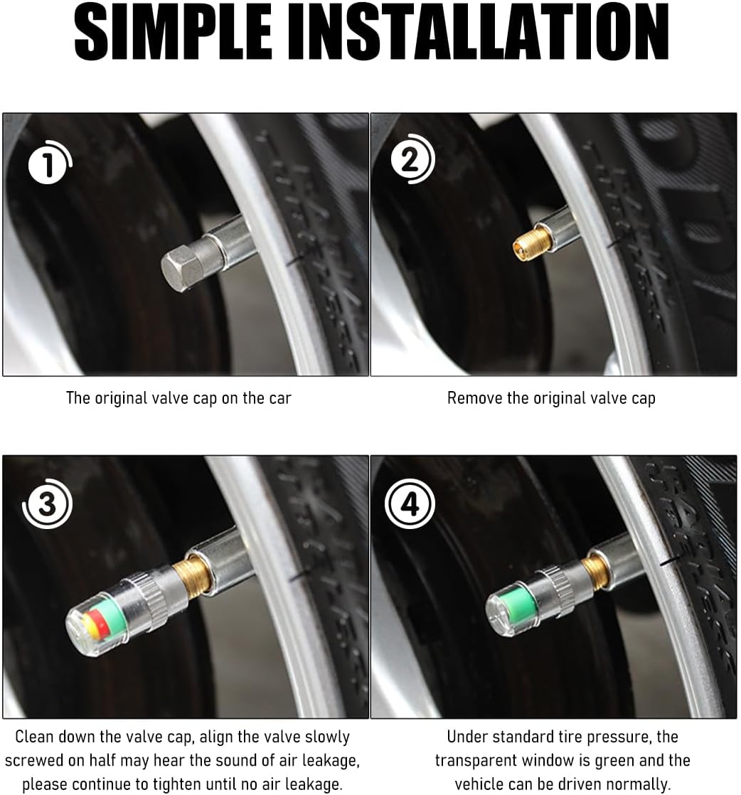 8 PCS Tire Pressure Monitor Valve Stem Caps