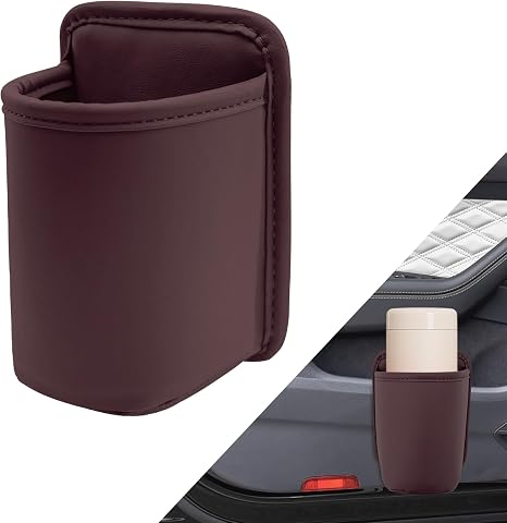 Clip-On Car Cup Holder, PU Leather, No-Drill Waterproof Scratch-Resistant