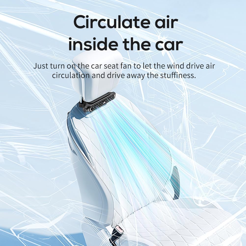 3 Speeds & Adjustable Angle Operated Clip-On Cooling Car Seat Fans