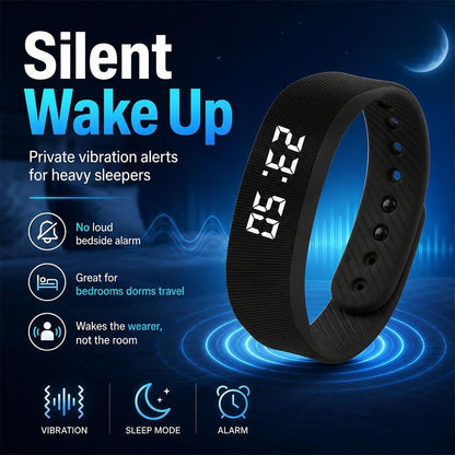 Smart Fitness Tracker with Silent Alarm Clock and Waterproof Strap