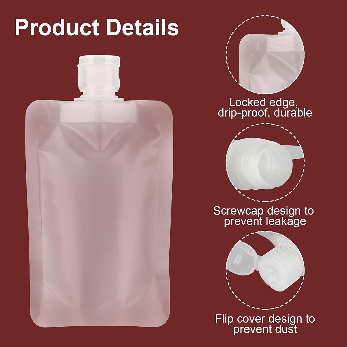 18 Pcs Refillable, Squeezable Dispensing Pouch – Funnel Included – TSA Compliant