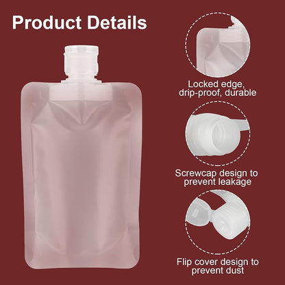 18 Pcs Refillable, Squeezable Dispensing Pouch – Funnel Included – TSA Compliant