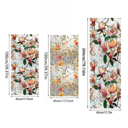 Peel-Off Patterned Adhesive Floral Mural Stickers for Wall & Window