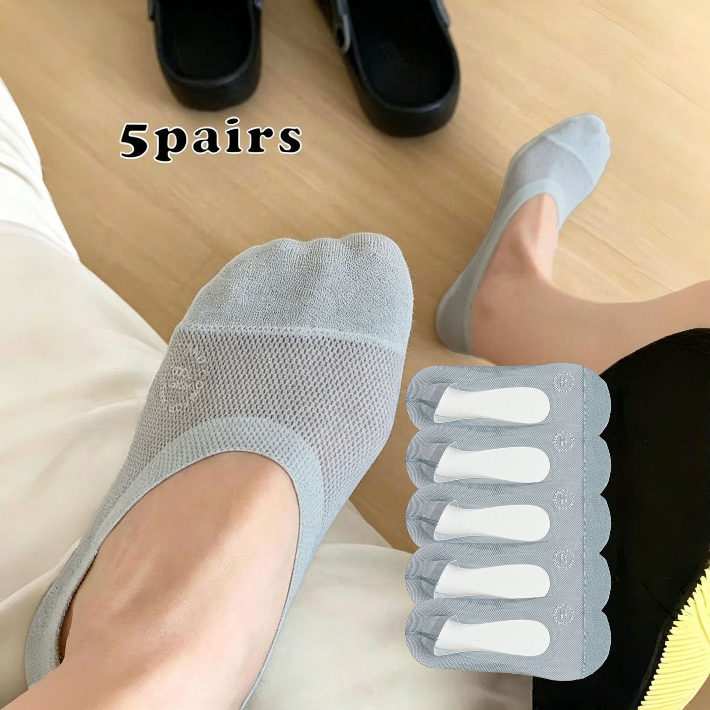 5 Pairs Ultra Thin Liner Socks Non Slip No Show Socks Womens Lightweight Breathable