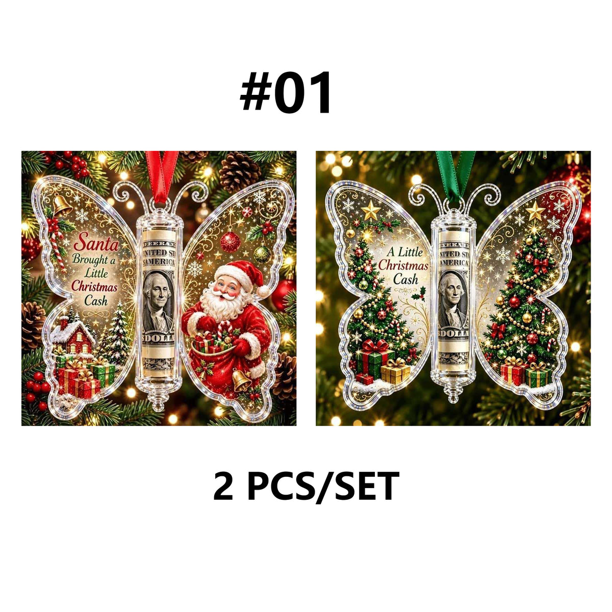Butterfly Christmas Money Gift Ornament Butterfly Xmas Cash Decor