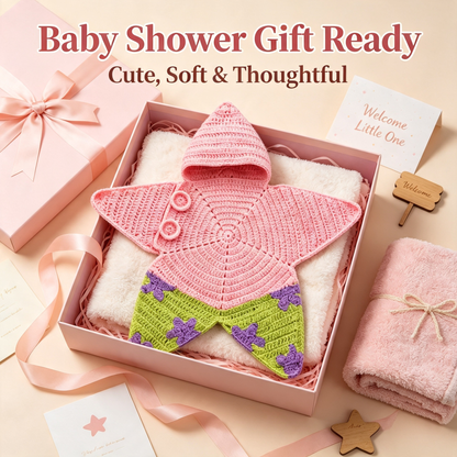 Crochet Star-Shaped Baby Swaddle | Hooded Design
