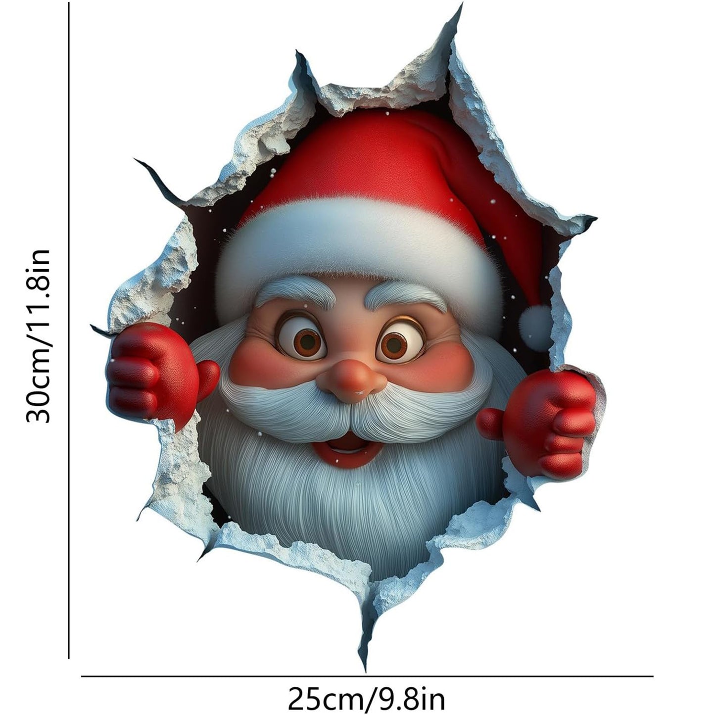 3D Christmas Wall Sticker Funny Cartoon Santa Wall Decal