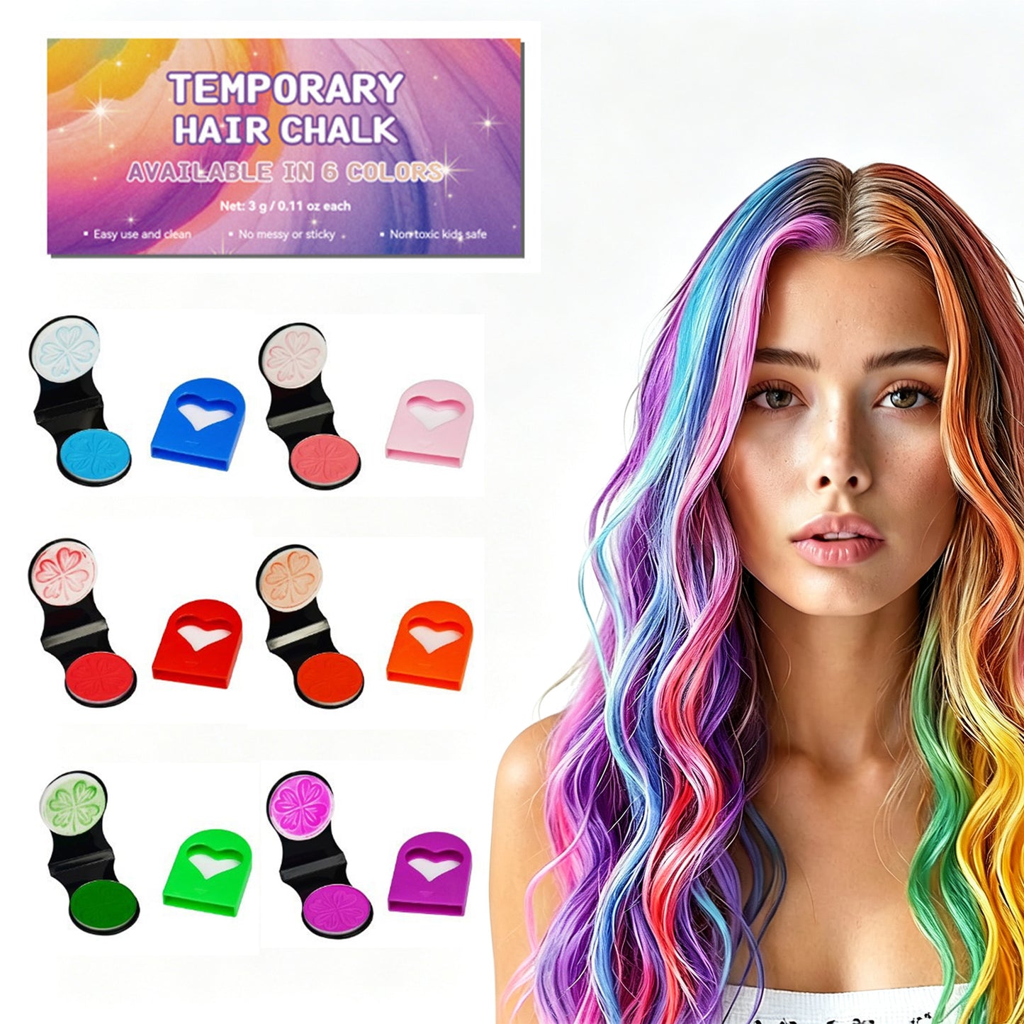 6 Colors Hair Chalk for  Halloween Christmas Birthday