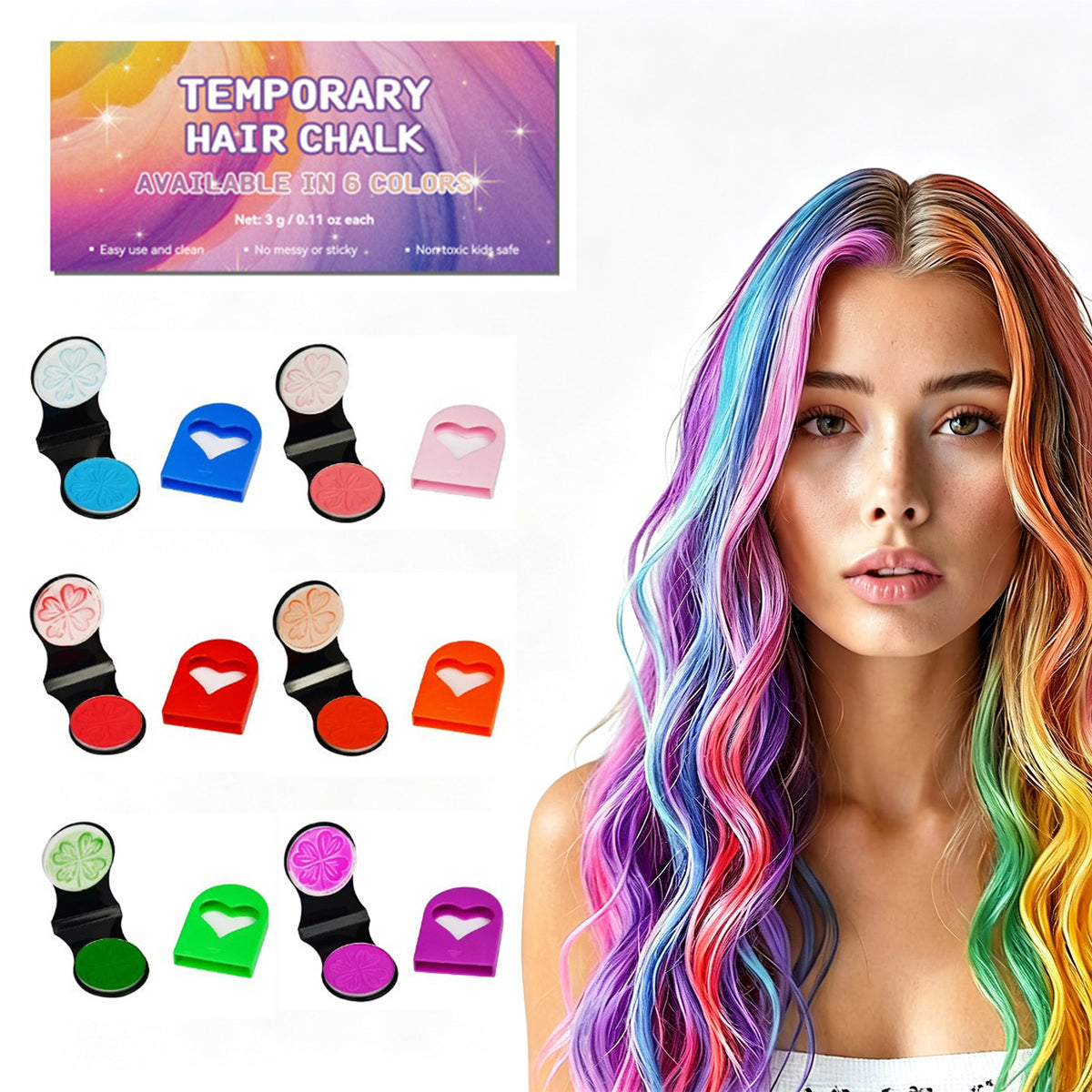 6 Colors Hair Chalk for  Halloween Christmas Birthday