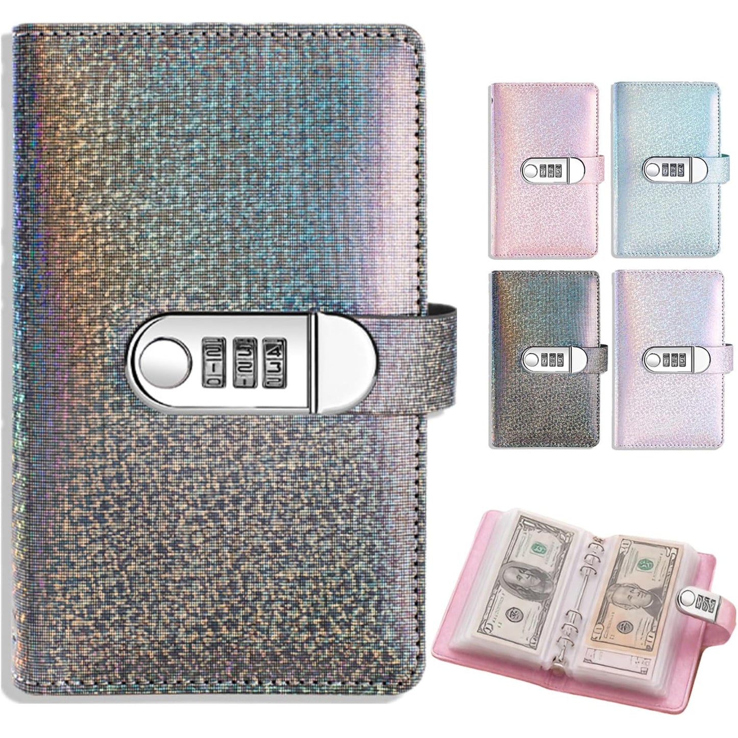 Sparkle Cash Savings Binder with 3 Digit Combination Lock