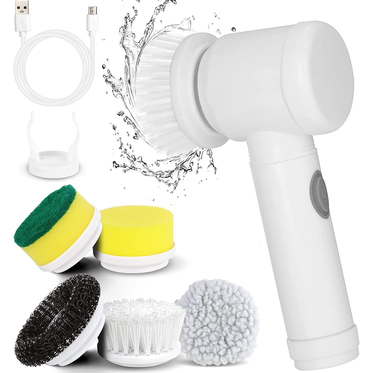 Electric Spin Scrubber with 5 Replaceable Brush Heads for Cleaning Kitchen Dish Sink Tub Floor Wall Tile Window