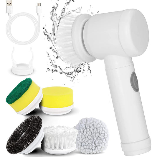 Electric Spin Scrubber with 5 Replaceable Brush Heads for Cleaning Kitchen Dish Sink Tub Floor Wall Tile Window
