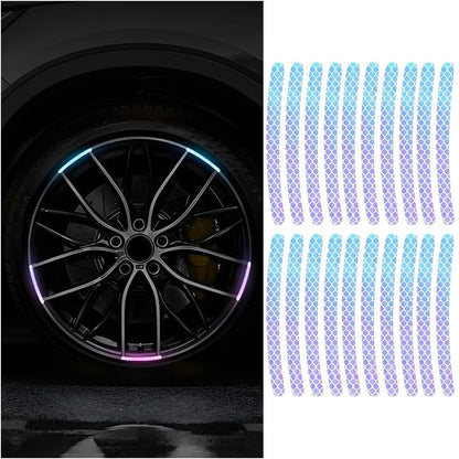 20PCS Car Wheel Stripe Reflective Stickers for Motorcycles, Bicycles