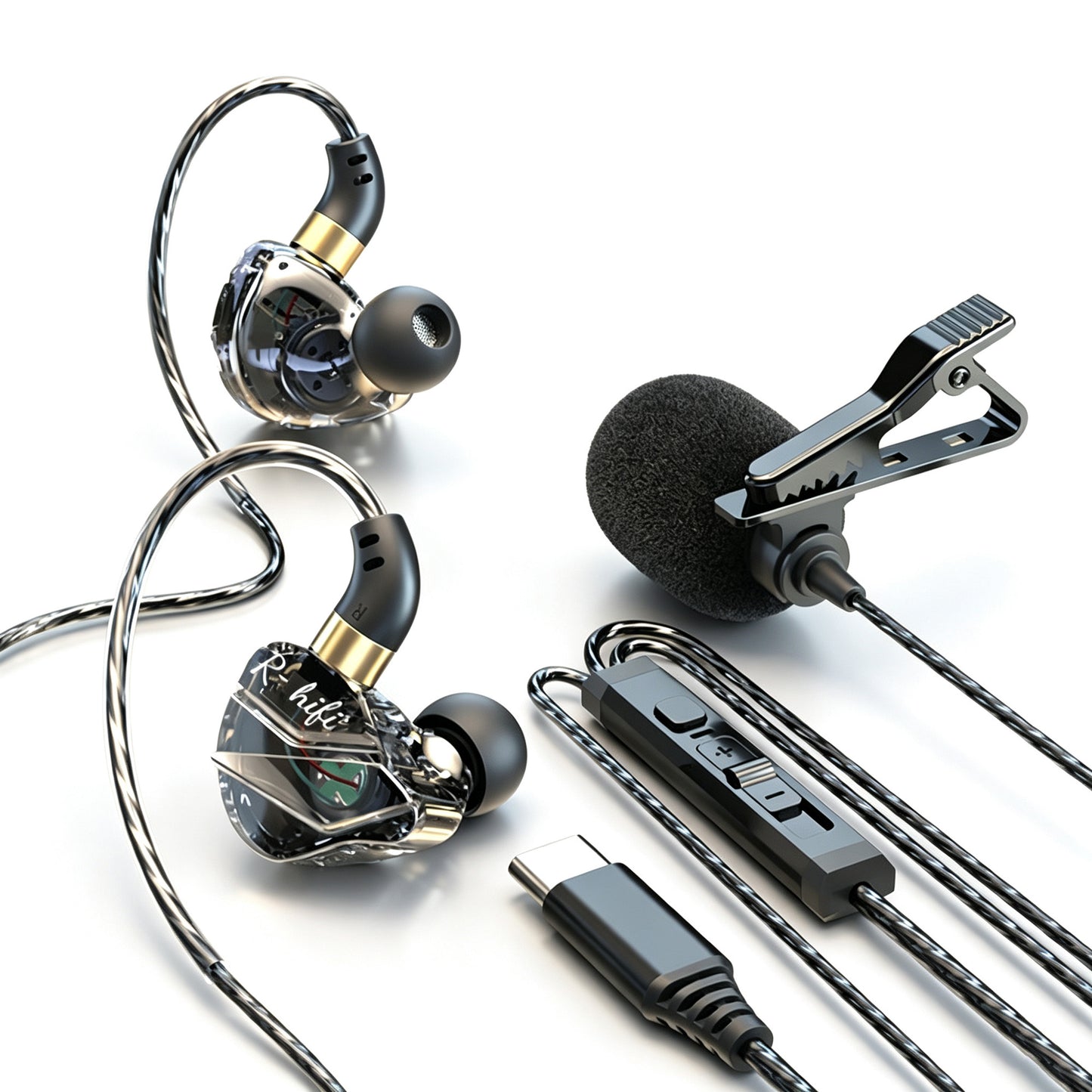 Pro Gaming Earbuds, Professional Iems HIFI Earbuds With External Lavalier Mic