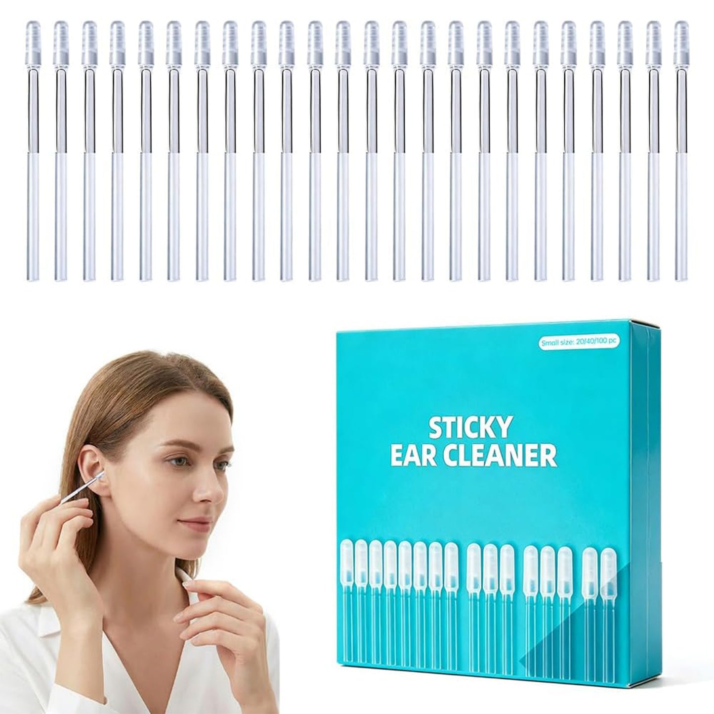 24 Pcs Reusable Sticky Ear Cleaning Stick for Home