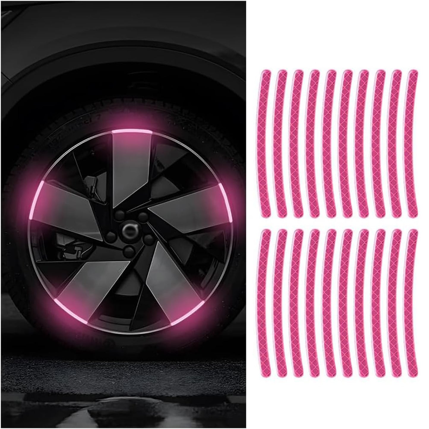 20PCS Car Wheel Stripe Reflective Stickers for Motorcycles, Bicycles