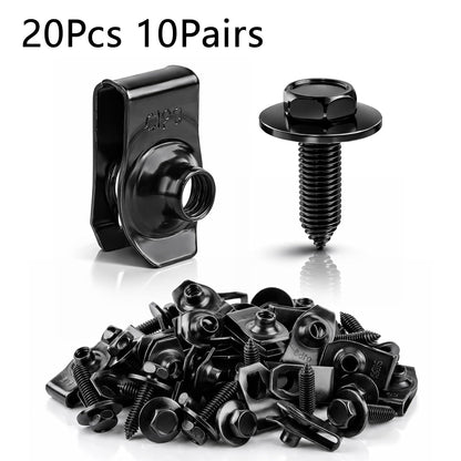 10 Pairs Body Bolts and U-Nut Clips for Splash Shield Fender