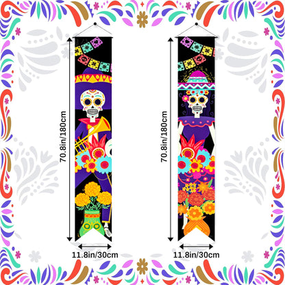 Halloween Porch Signs Banner Mexico Day of The Dead