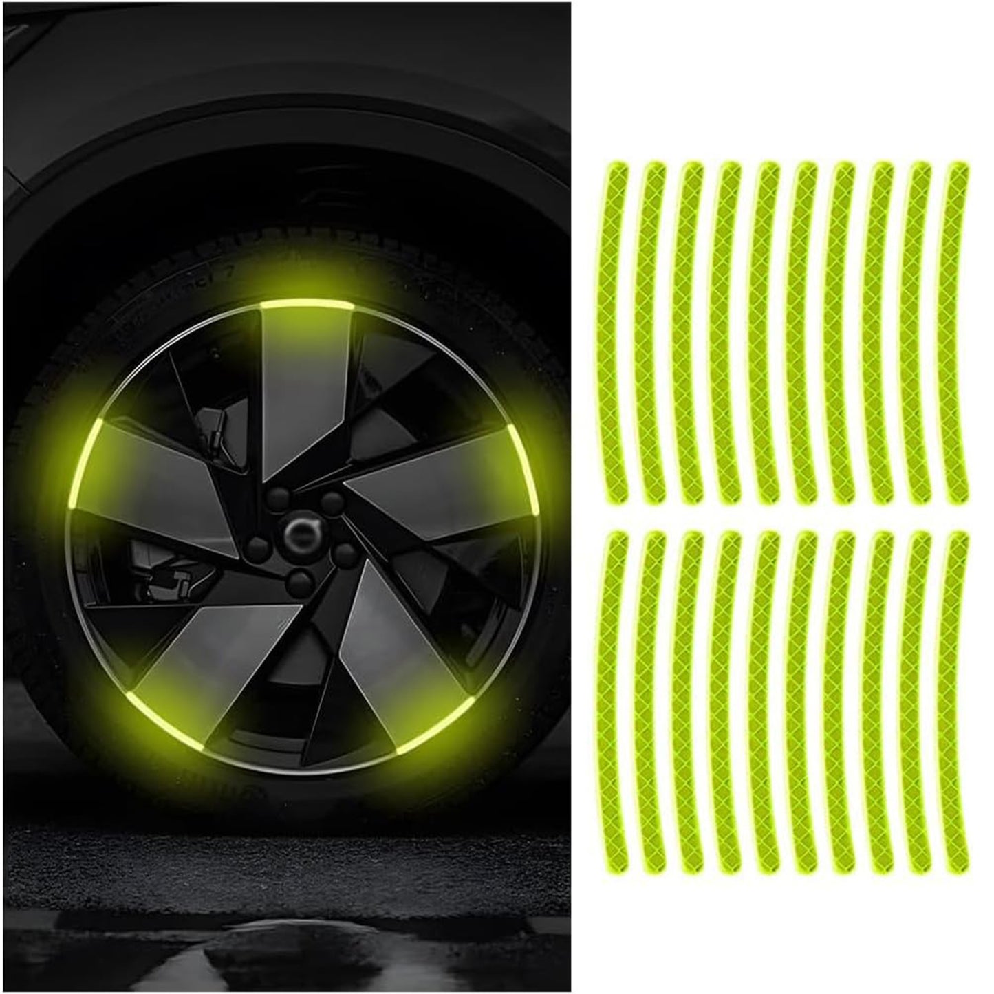 20PCS Car Wheel Stripe Reflective Stickers for Motorcycles, Bicycles