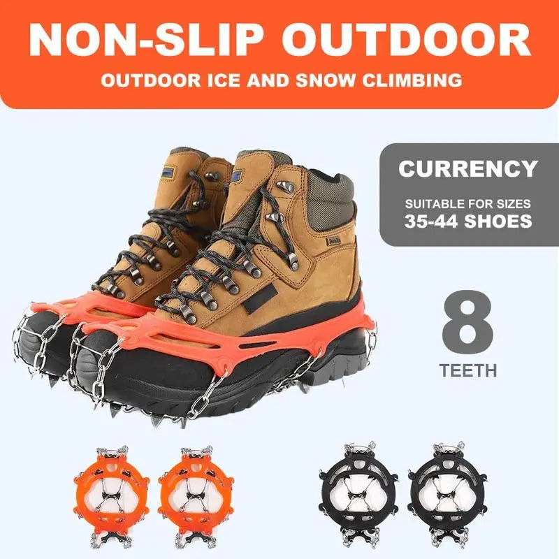 Lightweight Crampons Anti-Slip Traction Snow Grips-One Size Fits All-2 Pcs