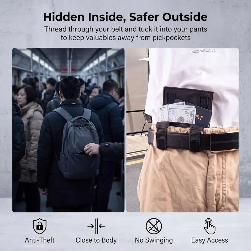 Anti-Theft Passport Pouch, Multifunctional Phone And ID Waist Pouch